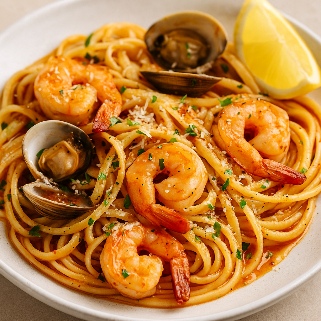 Clam Sauce Pasta with Shrimp