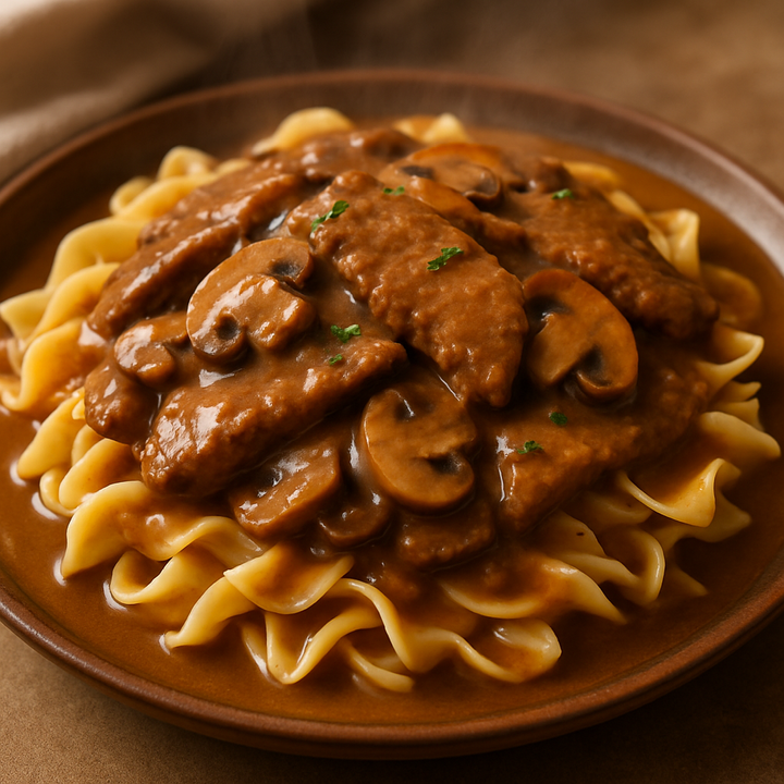 Beef Stroganoff in Creamy Mushroom Sauce