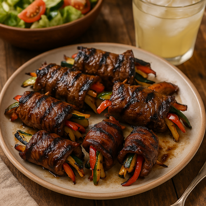 Grilled Steak & Veggie Rolls