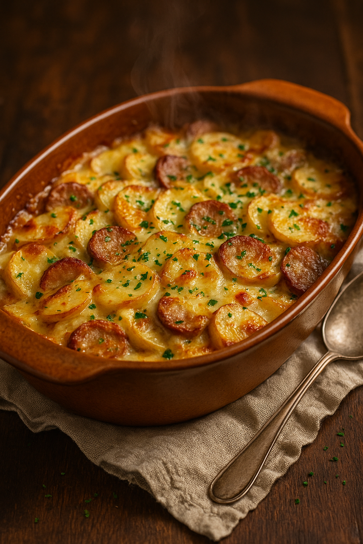 Creamy Potato & Sausage Bake